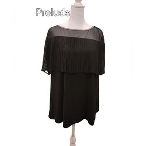 BLACK Dressy Tunic Top with Rhinestone Neckline Size XL